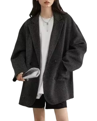 Brookmonts Women's Wool Blend Coat – Double-Breasted Retro Winter Jacket