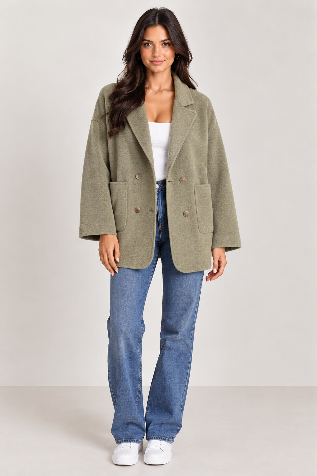 Brookmonts Women's Wool Blend Coat – Double-Breasted Retro Winter Jacket