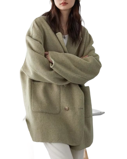 Brookmonts Women's Wool Blend Coat – Double-Breasted Retro Winter Jacket