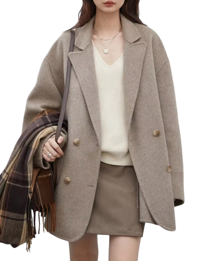 Brookmonts Women's Wool Blend Coat – Double-Breasted Retro Winter Jacket