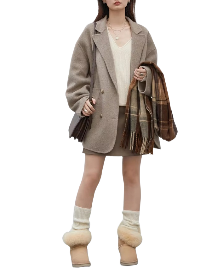 Brookmonts Women's Wool Blend Coat – Double-Breasted Retro Winter Jacket