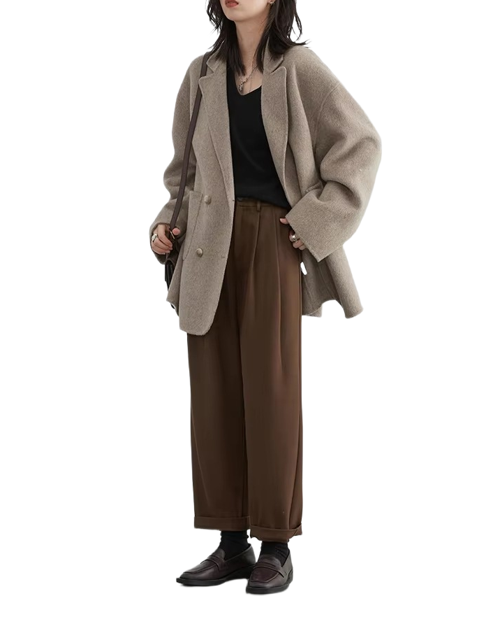 Brookmonts Women's Wool Blend Coat – Double-Breasted Retro Winter Jacket