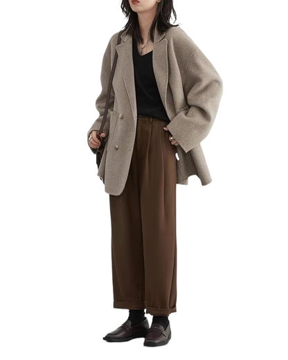 Brookmonts Women's Wool Blend Coat – Double-Breasted Retro Winter Jacket