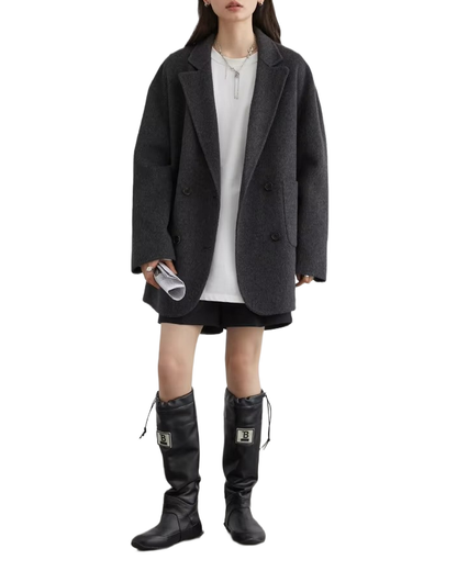 Brookmonts Women's Wool Blend Coat – Double-Breasted Retro Winter Jacket