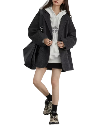 Brookmonts Women's Wool Blend Coat – Double-Breasted Retro Winter Jacket