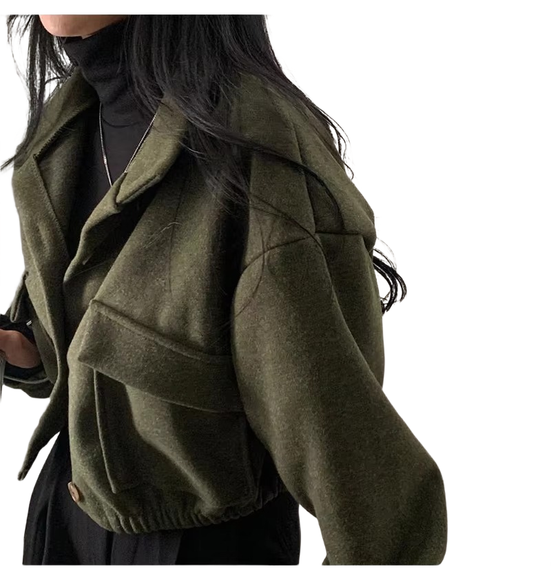 Brookmonts Women’s Wool Blend Jacket – Loose Fit Stand Collar Coat