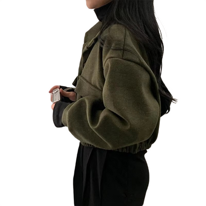 Brookmonts Women’s Wool Blend Jacket – Loose Fit Stand Collar Coat