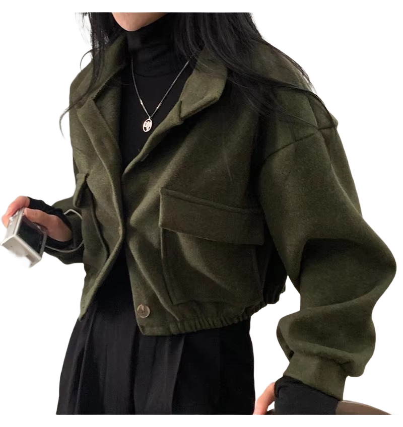 Brookmonts Women’s Wool Blend Jacket – Loose Fit Stand Collar Coat