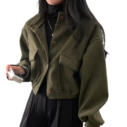Brookmonts Women’s Wool Blend Jacket – Loose Fit Stand Collar Coat
