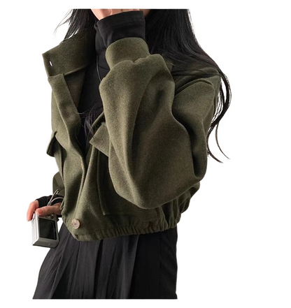Brookmonts Women’s Wool Blend Jacket – Loose Fit Stand Collar Coat