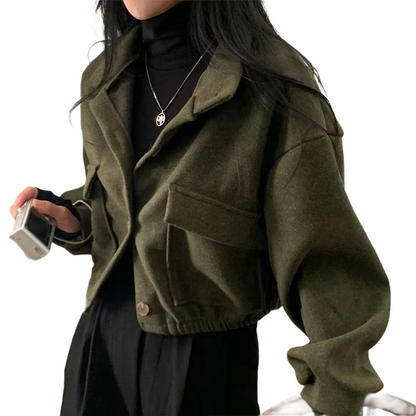 Brookmonts Women’s Wool Blend Jacket – Loose Fit Stand Collar Coat