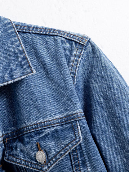 Men’s Blue Denim Jacket – Casual Multi-Pocket Streetwear
