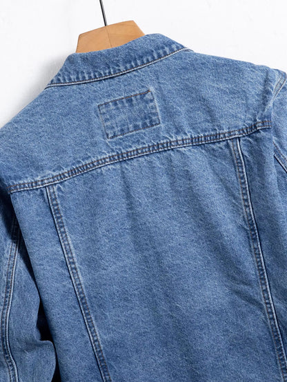 Men’s Blue Denim Jacket – Casual Multi-Pocket Streetwear
