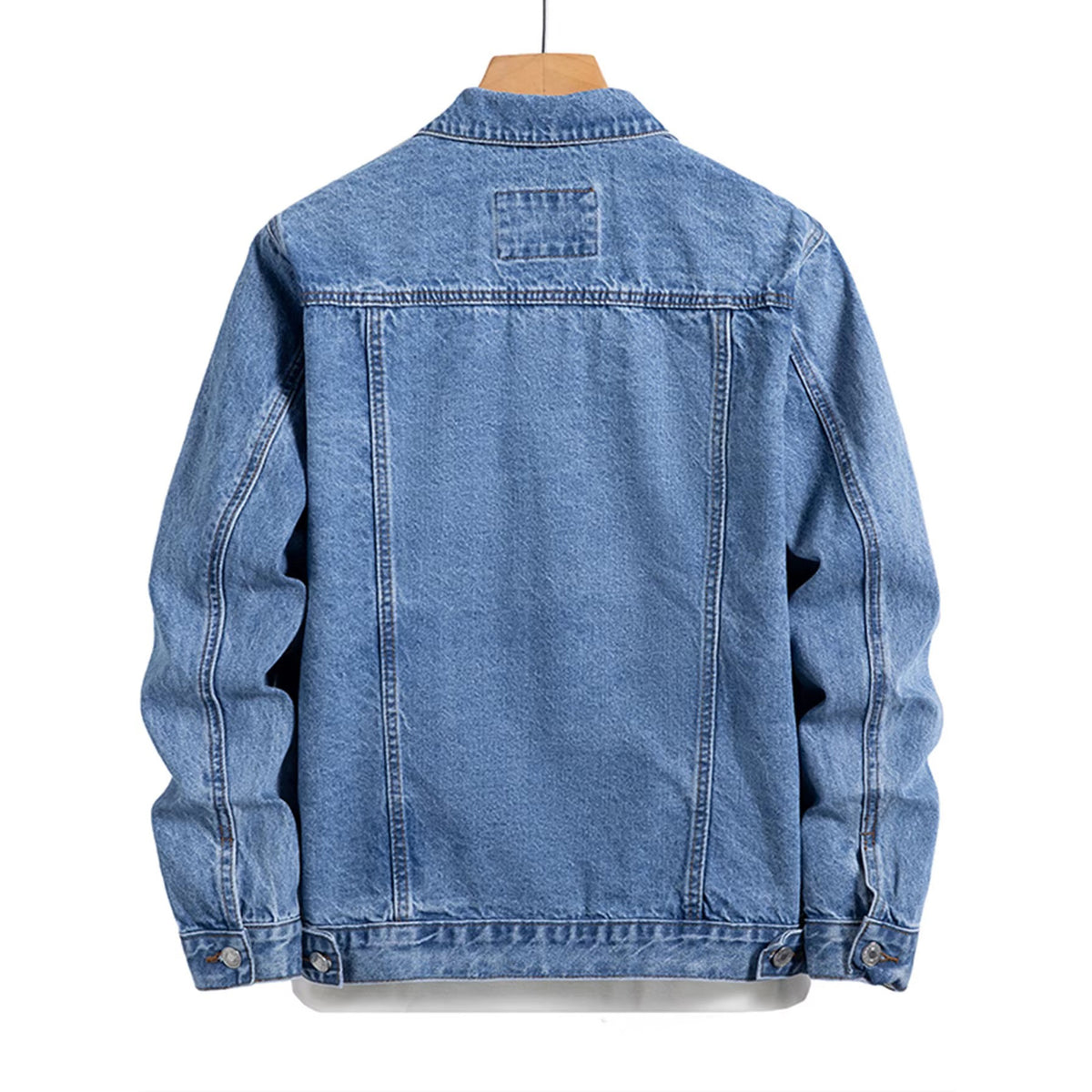 Men’s Blue Denim Jacket – Casual Multi-Pocket Streetwear