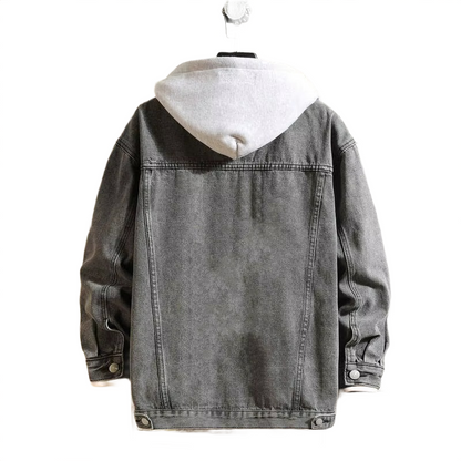 Men’s Denim Jacket – Hooded Casual Cotton Jean Jacket