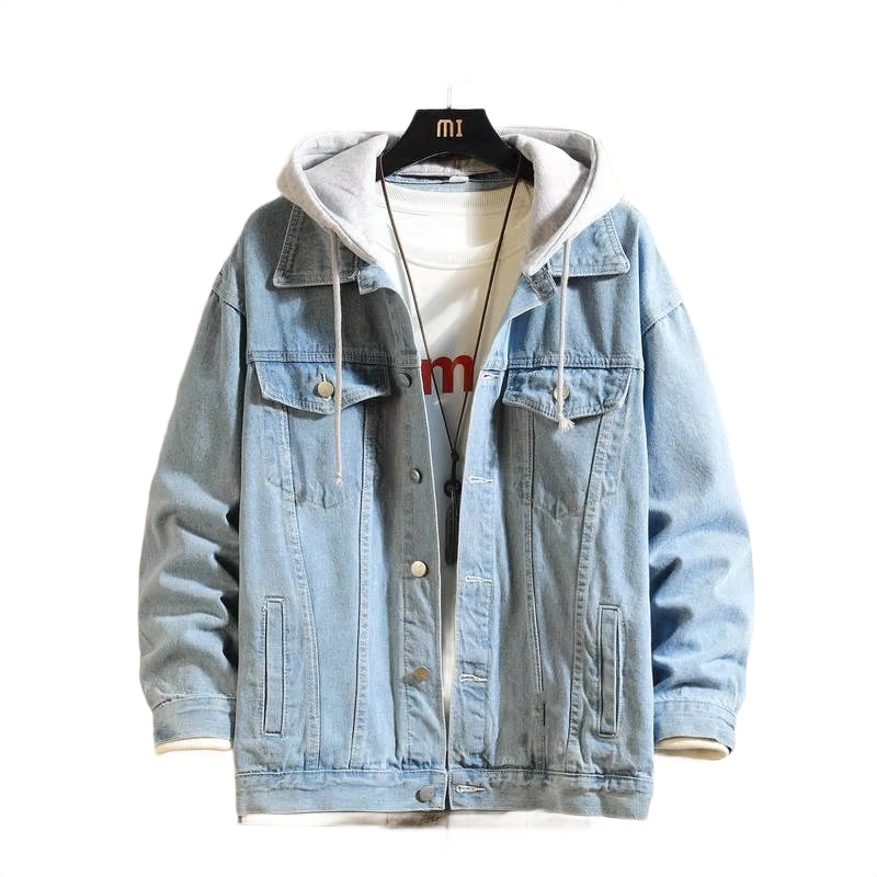 Men’s Denim Jacket – Hooded Casual Cotton Jean Jacket