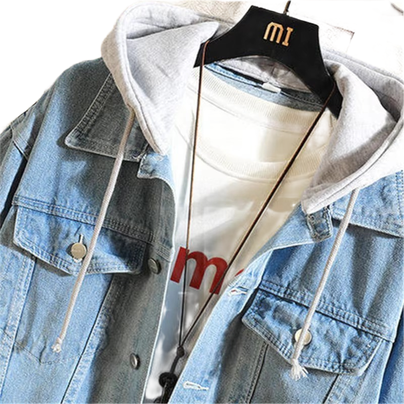 Men’s Denim Jacket – Hooded Casual Cotton Jean Jacket