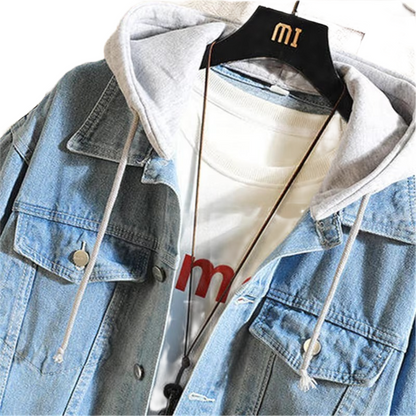 Men’s Denim Jacket – Hooded Casual Cotton Jean Jacket