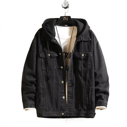 Men’s Denim Jacket – Hooded Casual Cotton Jean Jacket