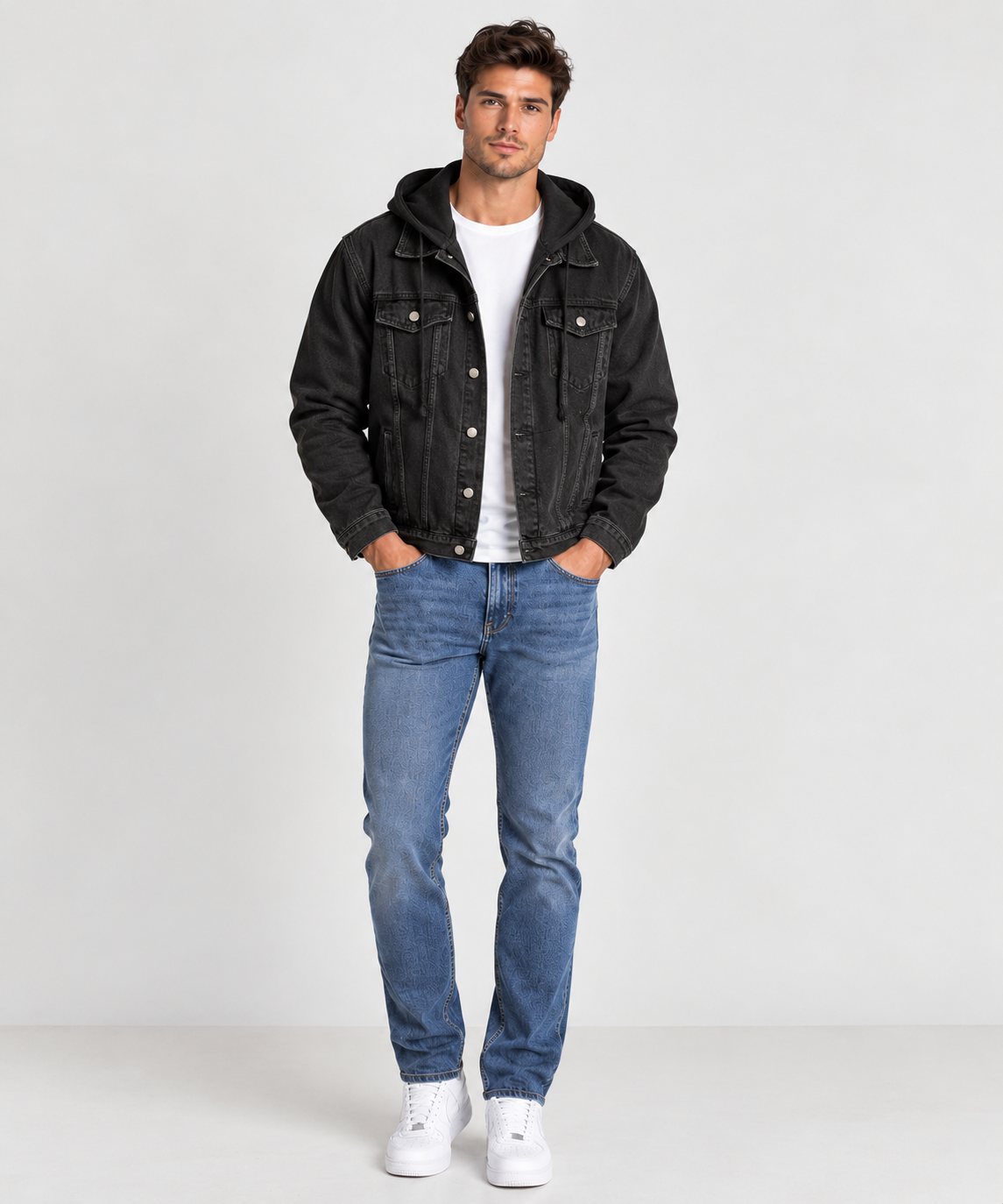 Men’s Denim Jacket – Hooded Casual Cotton Jean Jacket