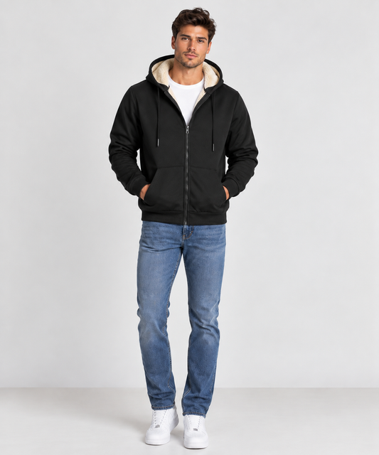 Brookmonts Men’s Fleece Hoodie – Thick Warm Zip-Up Jacket for Winter