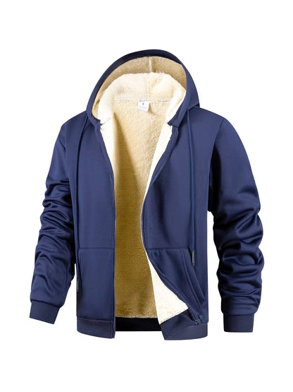 Brookmonts Men’s Fleece Hoodie – Thick Warm Zip-Up Jacket for Winter