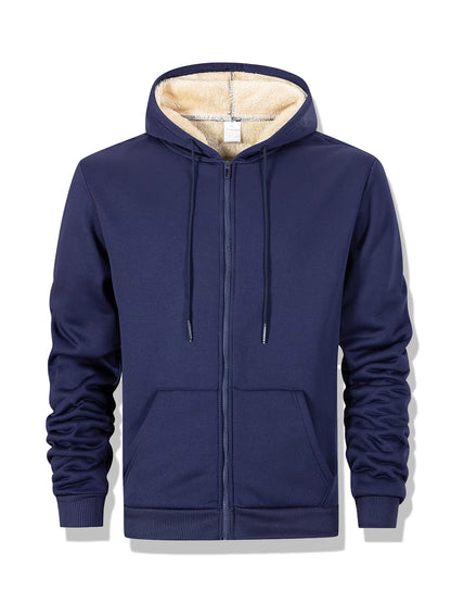 Brookmonts Men’s Fleece Hoodie – Thick Warm Zip-Up Jacket for Winter