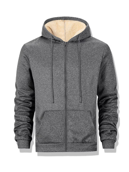 Brookmonts Men’s Fleece Hoodie – Thick Warm Zip-Up Jacket for Winter