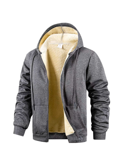 Brookmonts Men’s Fleece Hoodie – Thick Warm Zip-Up Jacket for Winter