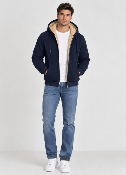 Brookmonts Men’s Fleece Jacket – Thick Hooded Winter Coat with Zip