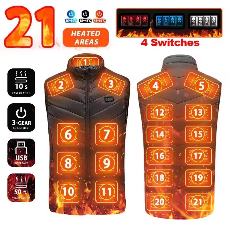 Brookmonts Unisex Heated Vest – 21-Zone Graphene USB Heating Winter