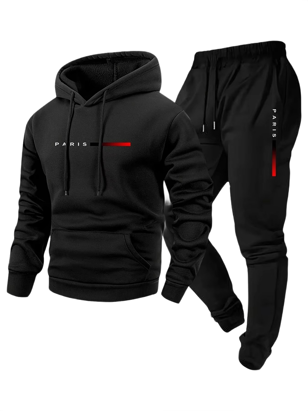Men’s Hooded Sportswear Set – Printed Sweatshirt & Jogger Trousers