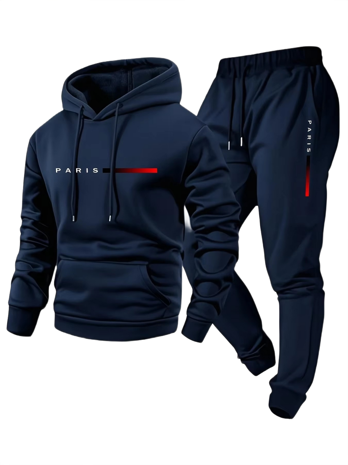 Men’s Hooded Sportswear Set – Printed Sweatshirt & Jogger Trousers