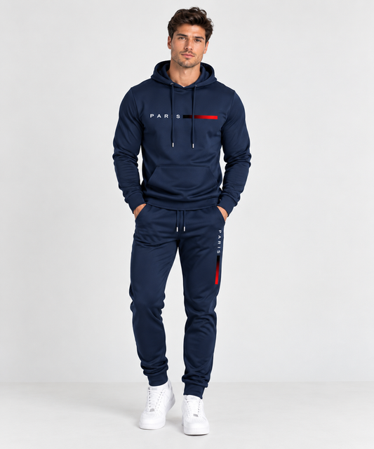 Men’s Hooded Sportswear Set – Printed Sweatshirt & Jogger Trousers