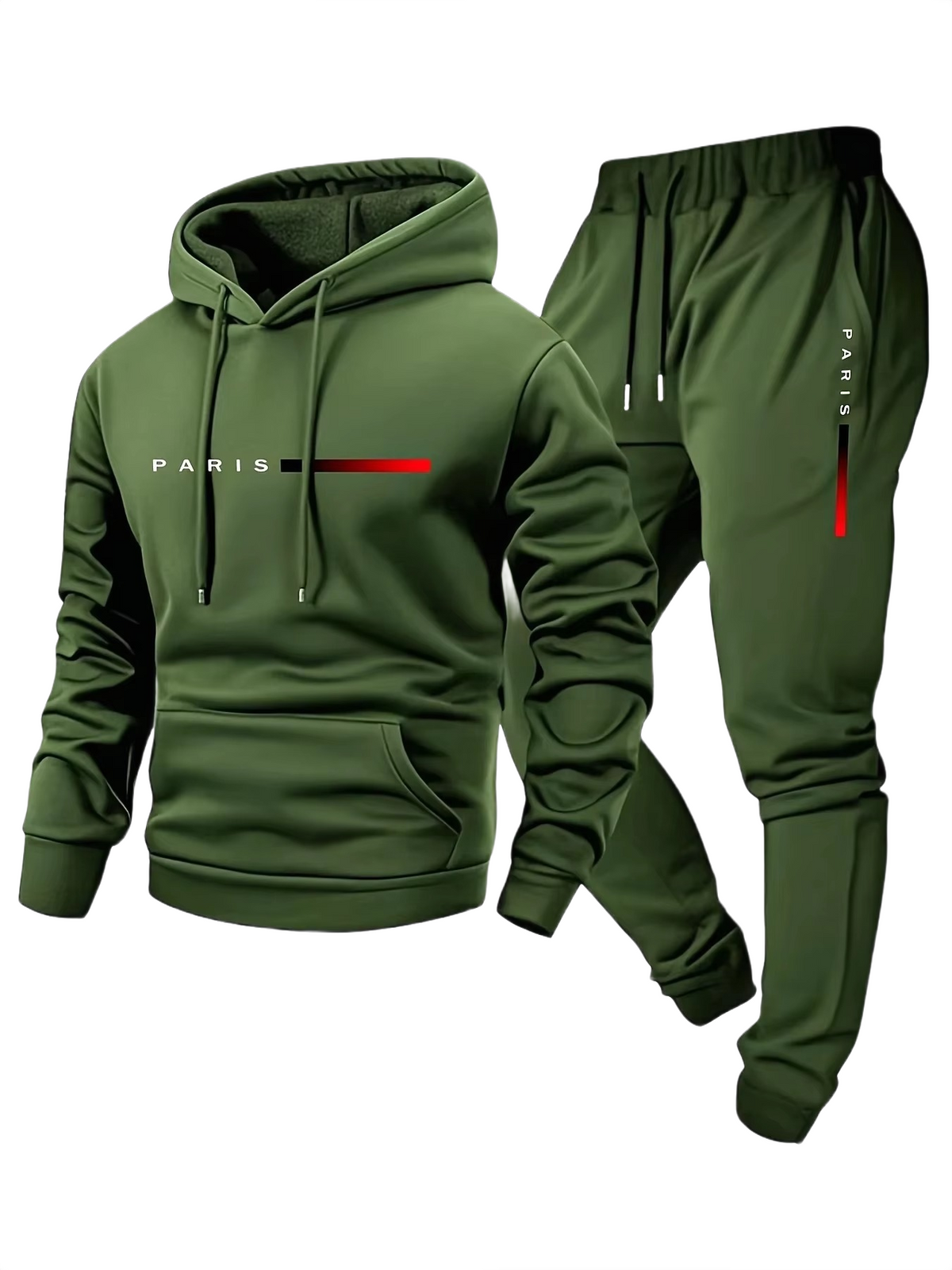 Men’s Hooded Sportswear Set – Printed Sweatshirt & Jogger Trousers
