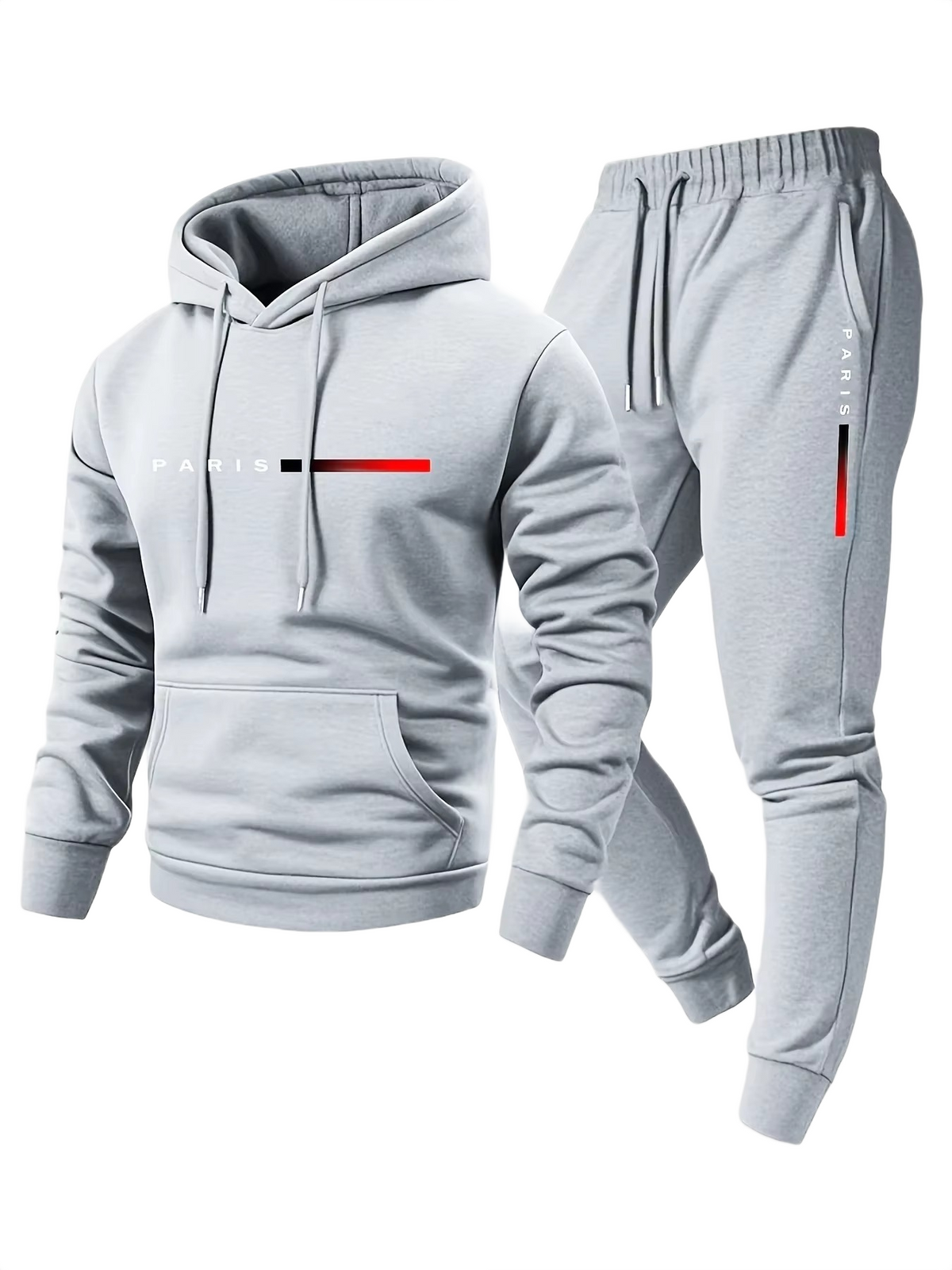 Men’s Hooded Sportswear Set – Printed Sweatshirt & Jogger Trousers