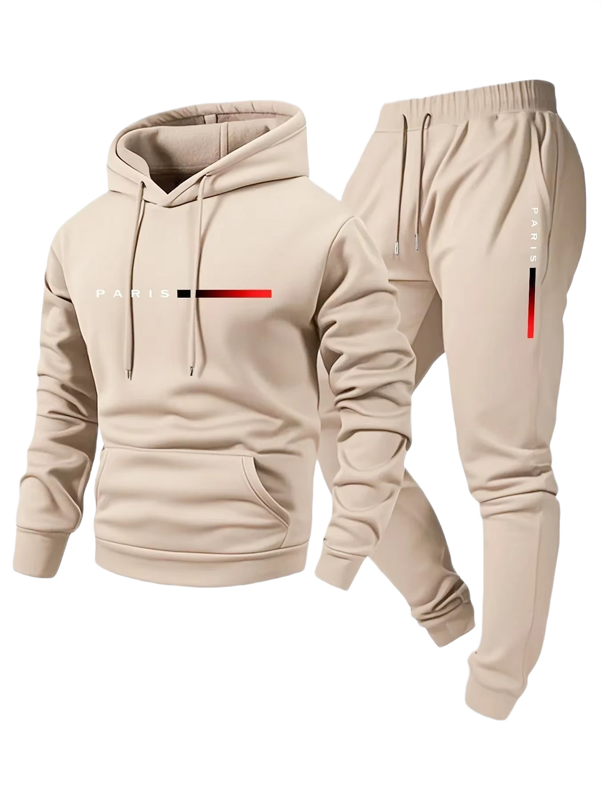 Men’s Hooded Sportswear Set – Printed Sweatshirt & Jogger Trousers