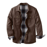 Brookmonts Men’s Shirt Jacket – Fleece Lined Multi-Pocket Winter Coat