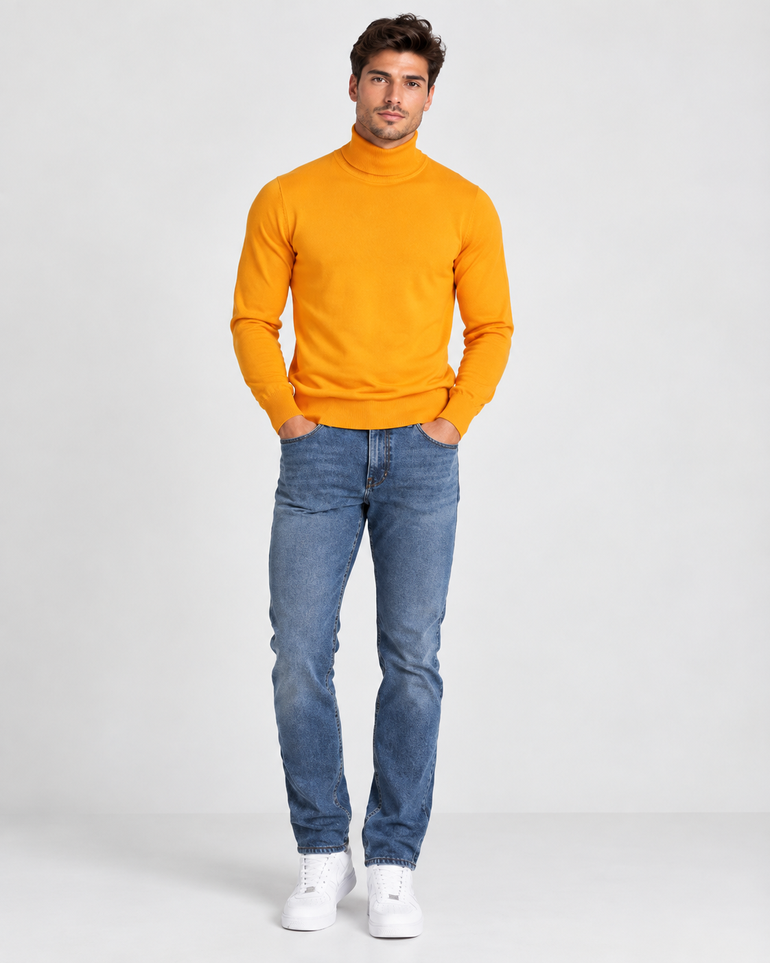 Brookmonts Men’s Turtleneck Sweater – Cashmere Cotton Blend Jumper