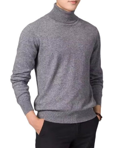 Brookmonts Men’s Turtleneck Sweater – Cashmere Cotton Blend Jumper