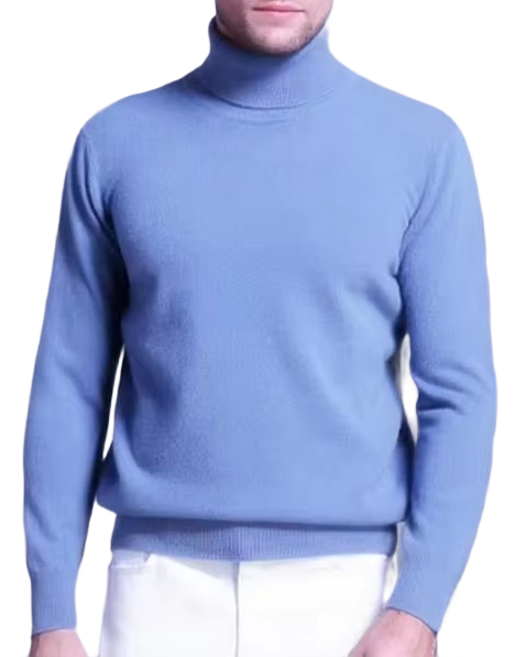 Brookmonts Men’s Turtleneck Sweater – Cashmere Cotton Blend Jumper