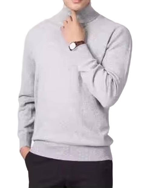 Brookmonts Men’s Turtleneck Sweater – Cashmere Cotton Blend Jumper