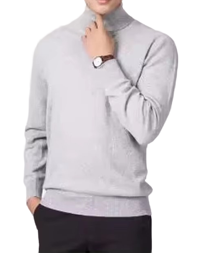 Brookmonts Men’s Turtleneck Sweater – Cashmere Cotton Blend Jumper