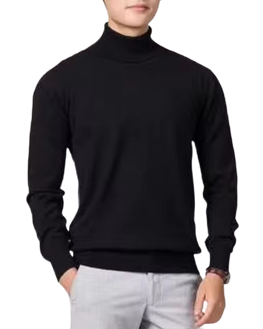 Brookmonts Men’s Turtleneck Sweater – Cashmere Cotton Blend Jumper