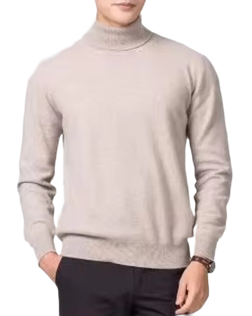 Brookmonts Men’s Turtleneck Sweater – Cashmere Cotton Blend Jumper