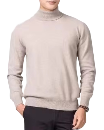 Brookmonts Men’s Turtleneck Sweater – Cashmere Cotton Blend Jumper