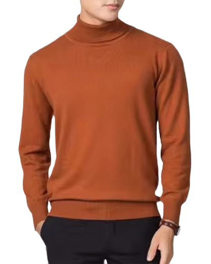 Brookmonts Men’s Turtleneck Sweater – Cashmere Cotton Blend Jumper