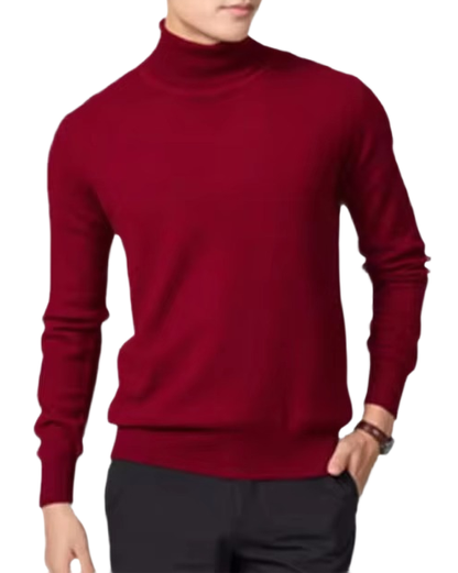 Brookmonts Men’s Turtleneck Sweater – Cashmere Cotton Blend Jumper