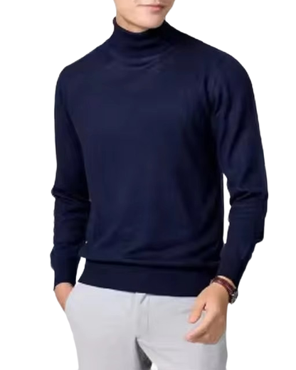 Brookmonts Men’s Turtleneck Sweater – Cashmere Cotton Blend Jumper