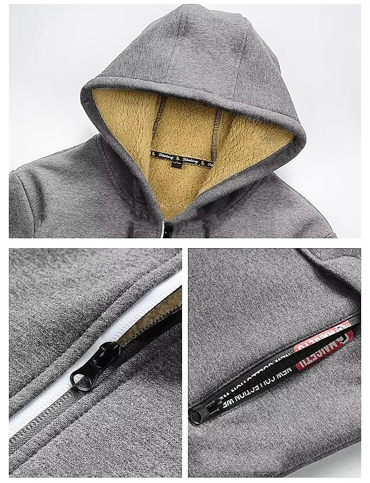 Brookmonts Men’s Winter Hoodie – Thick Plush Lined Zipper Jacket